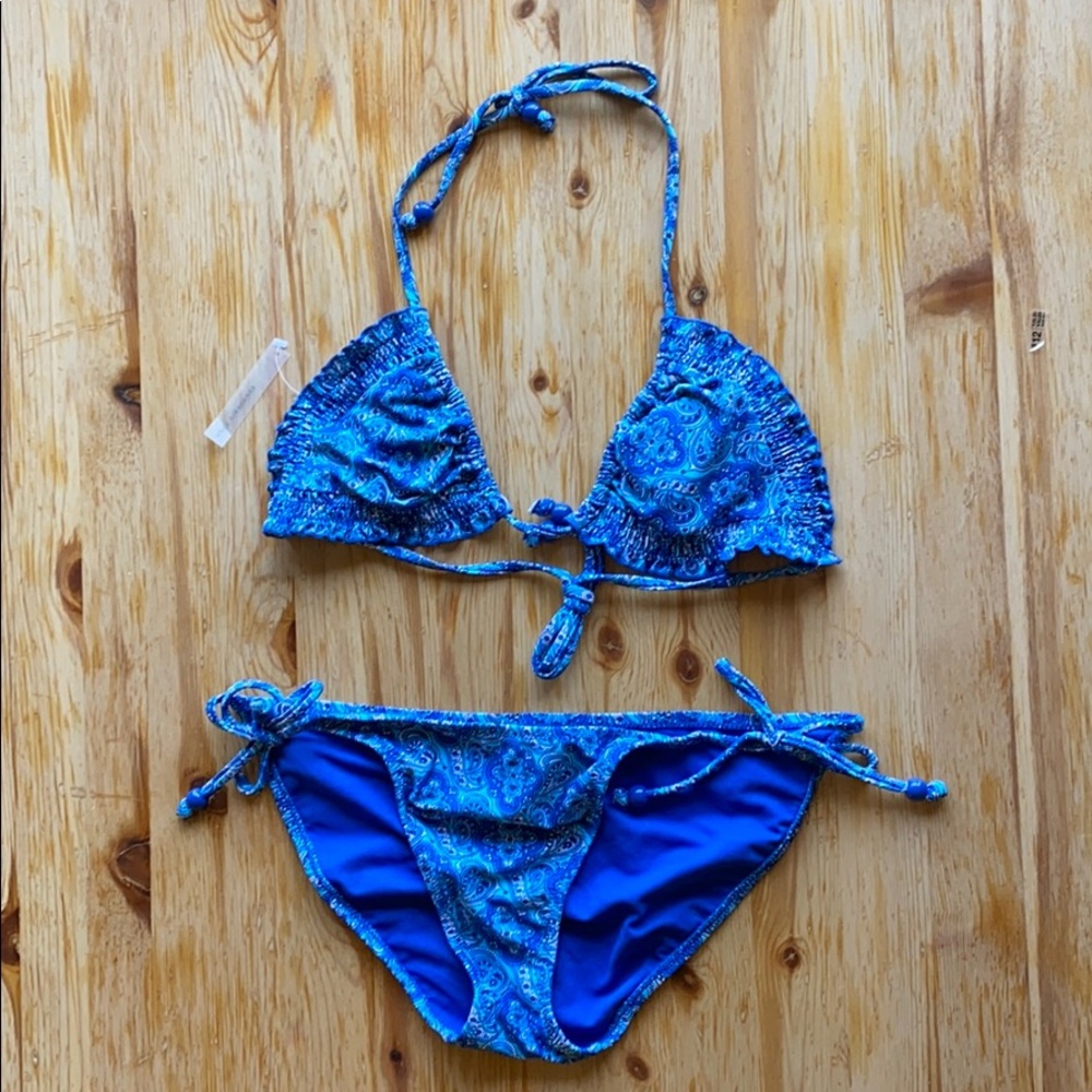 Blue paisley bikini (top and bottom)